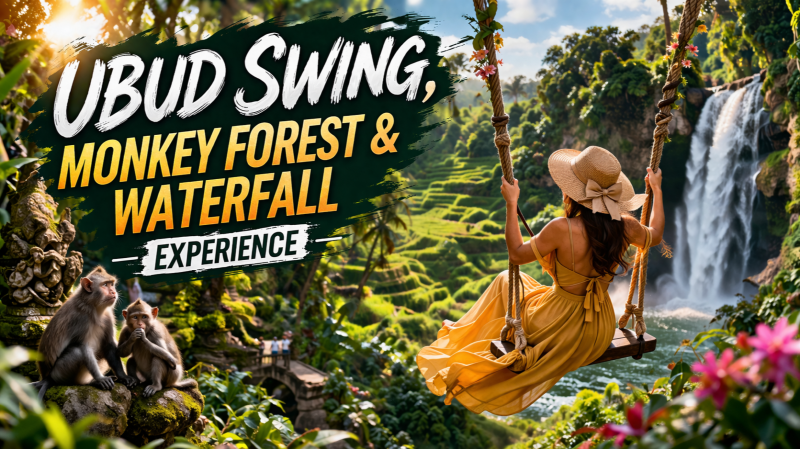 Ubud Swing, Monkey Forest & Waterfall Experience